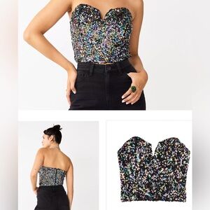 NWT Multicolored sequin corset bustier by SO